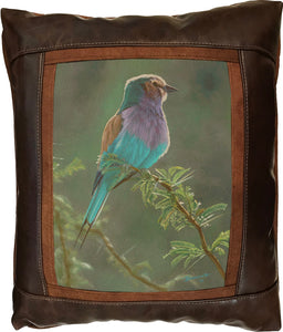 Banovich Wild Accents-Lilac Breasted Roller-Leather Pillow