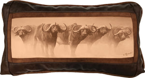 Banovich Wild Accents-Defensive Line (Sepia)-Leather Pillow