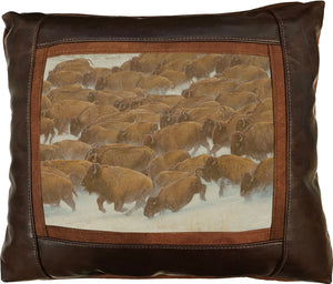 Banovich Wild Accents-Buffalo Run-Leather Pillow