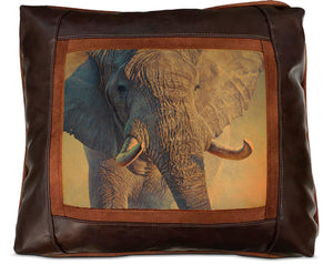 Banovich Wild Accents-Big Ivory-Leather Pillow