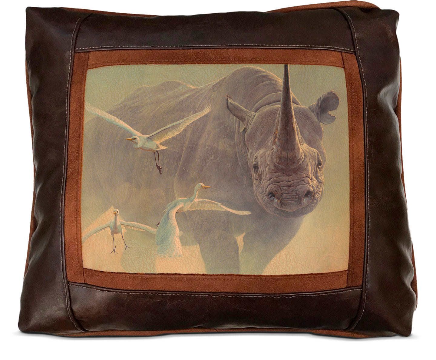 Banovich Wild Accents-Black Rhino-Leather Pillow