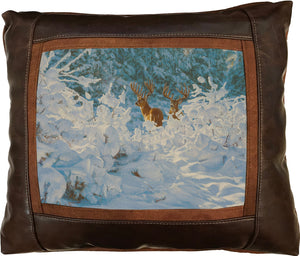 Banovich Wild Accents-Fresh Snow-Leather Pillow