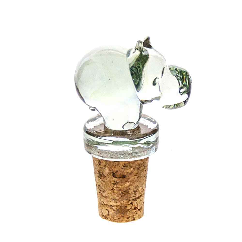 Ngenwenya-Glass Hippo Mini Wine Stopper