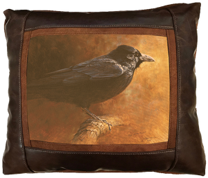 Banovich Wild Accents-Eye of the Raven (color)-Leather Pillow