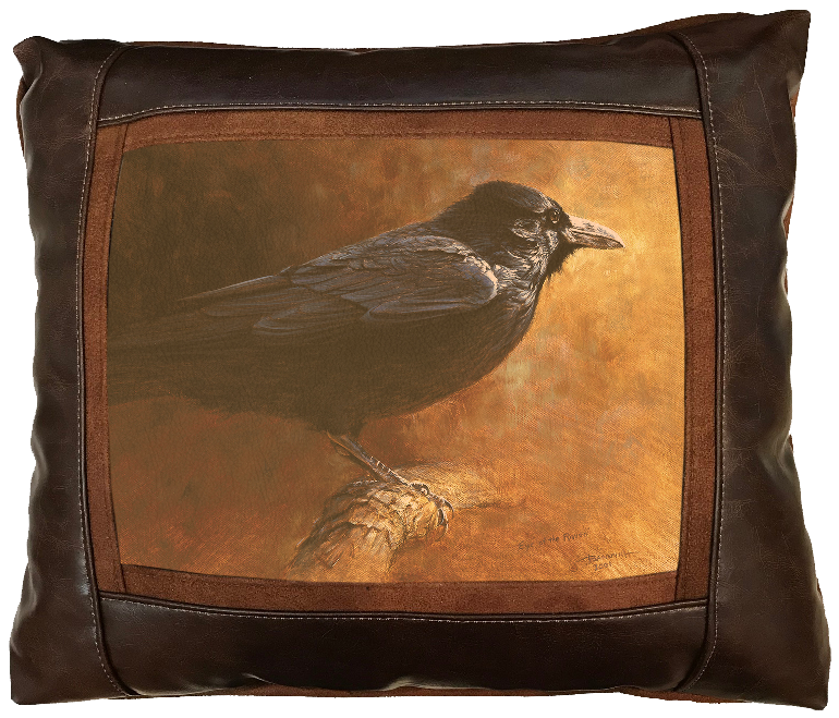 Banovich Wild Accents-Eye of the Raven (color)-Leather Pillow
