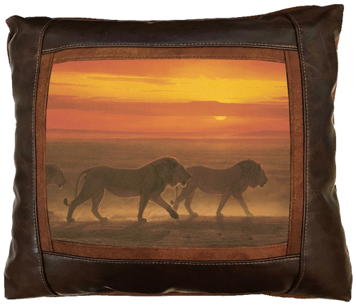 Banovich Wild Accents-Night Fire-Leather Pillow