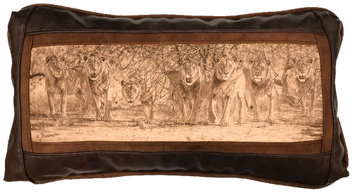 Banovich Wild Accents-Offensive Line (sepia)-Leather Pillow