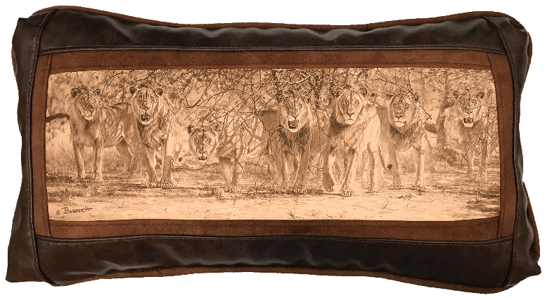 Banovich Wild Accents-Offensive Line (sepia)-Leather Pillow
