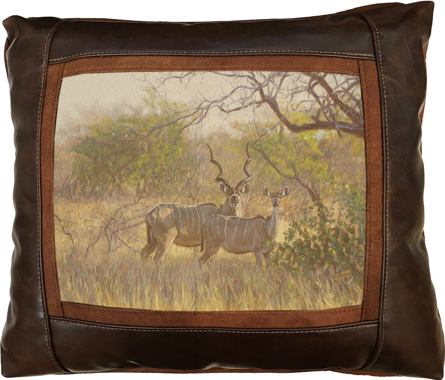 Banovich Wild Accents-Kudu in the Lowveld-Leather Pillow
