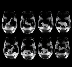 QLC-Stemless Wine Glass- African (SET OF 8)