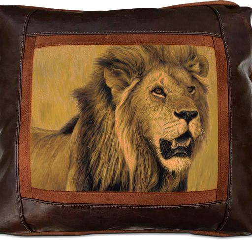 Banovich Wild Accents-Big Five-Lion-Leather Pillow