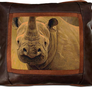 Banovich Wild Accents-Big Five-Rhino-Leather Pillow