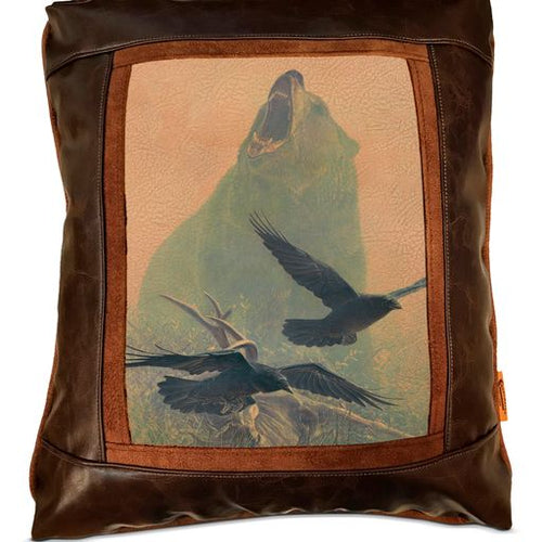 Banovich Wild Accents-Grizzly Encounter-Leather Pillow