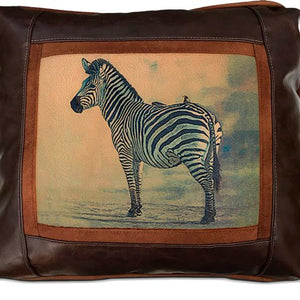 Banovich Wild Accents-Zebra with Oxpeckers-Leather Pillow