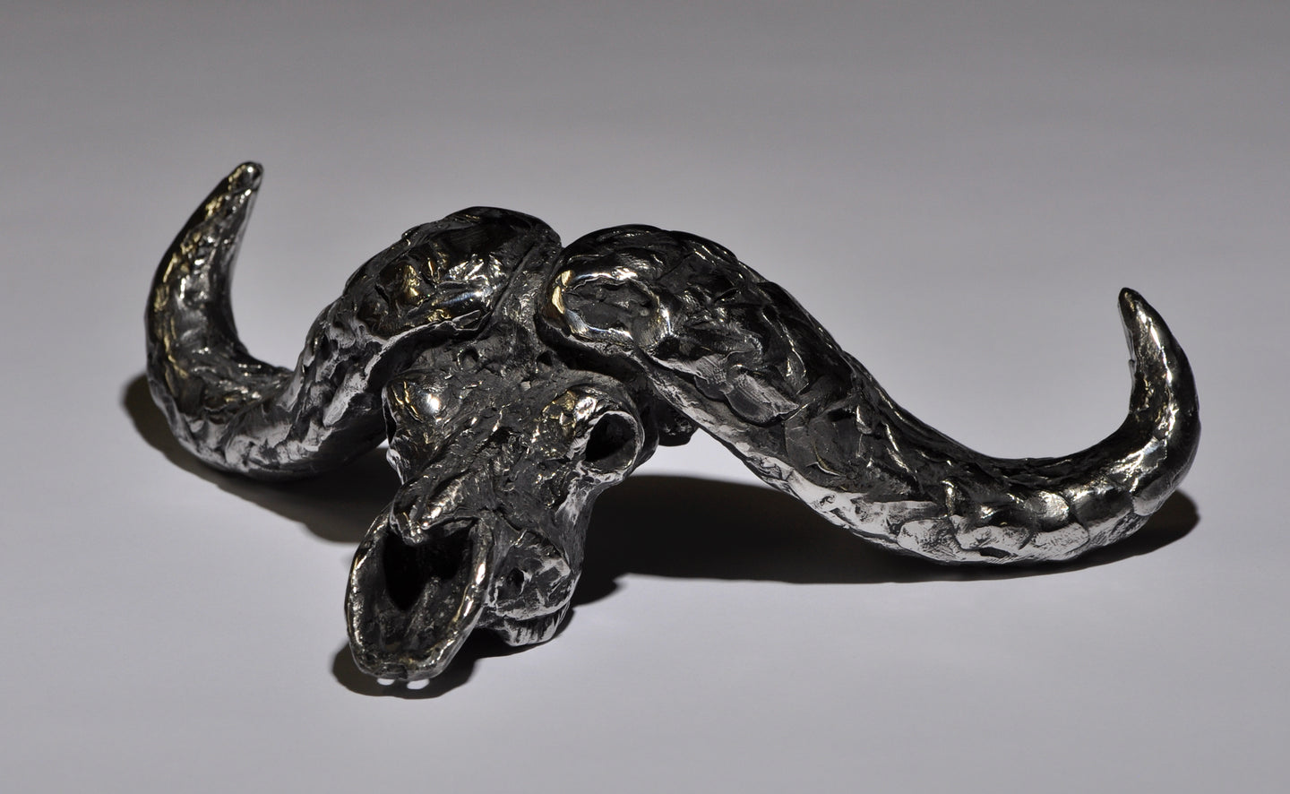 Mick Doellinger-Cape Buffalo Skull-Stainless Steel Sculpture