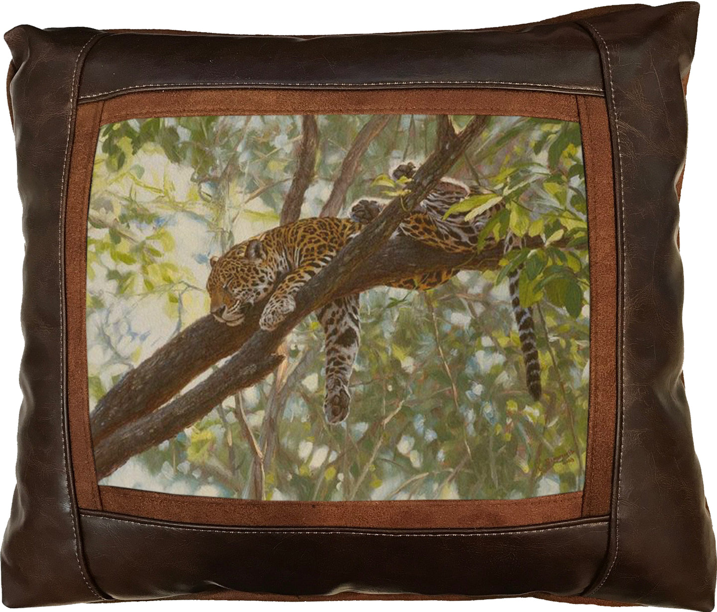 Banovich Wild Accents-Comfort in the Trees-Leather Pillow