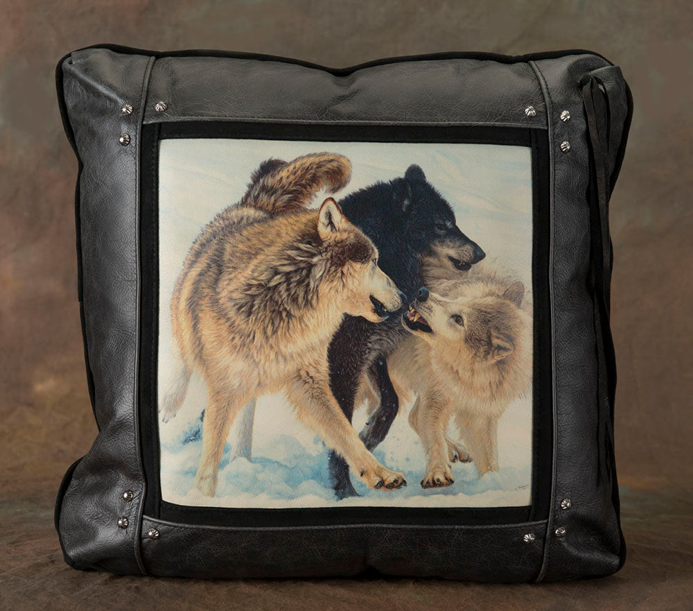 Banovich Wild Accents-Alpha-Leather Pillow