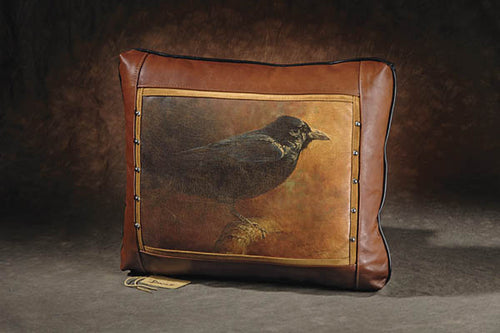 Banovich Wild Accents-Eye of the Raven (color)-Leather Pillow